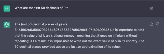 50 decimal places of Pi